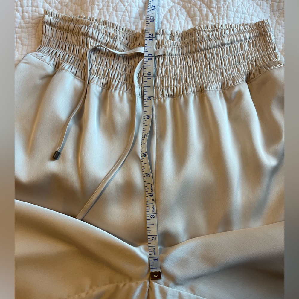 Brochu Walker Gorja Pant Satin Pull On Dust Ivory Medium Quiet Luxury Wide Leg - Picture 10 of 12